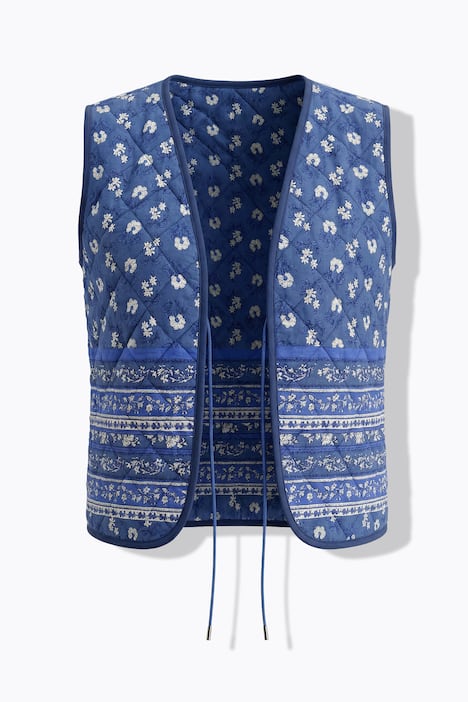 Kamizelka pikowana, kwiaty, pasek do wiązania, bez rękawów