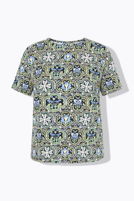 T-Shirt, oversized, Kachel-Print