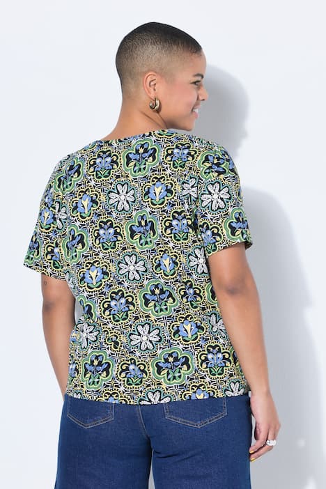 T-Shirt, oversized, Kachel-Print