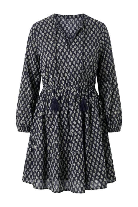 Šaty, krátké, volný střih, struktura a potisk