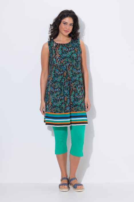 Sleeveless Border Print Jersey Dress