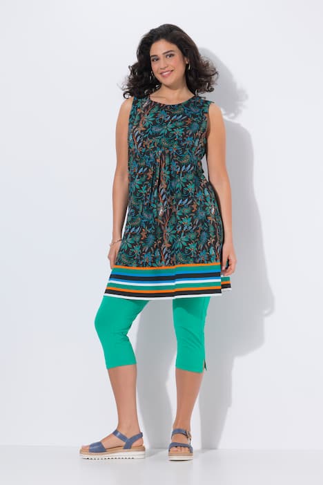 Sleeveless Border Print Jersey Dress