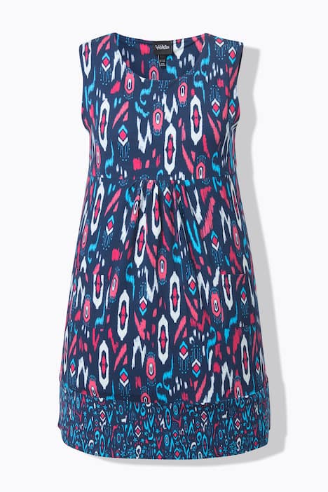 Sleeveless Border Print Jersey Dress