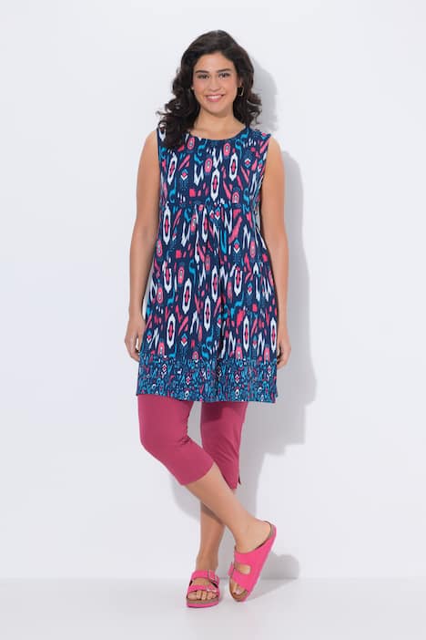 Sleeveless Border Print Jersey Dress