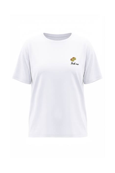 Tričko, zkrácený volný střih, výšivka s motivem oliv