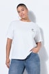 T-Shirt, cropped oversized, Oliven-Stickerei