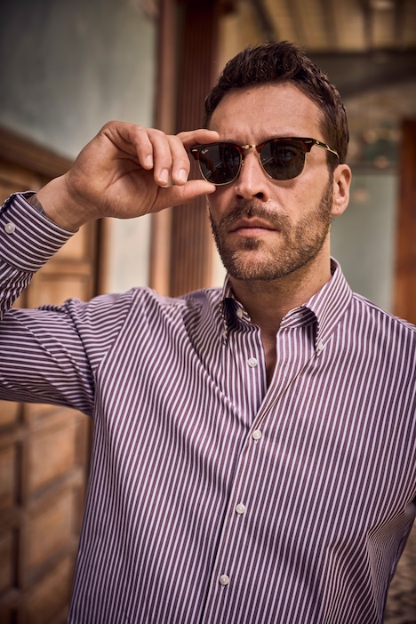 Gestreept overhemd, FLEXNAMIC®, lange mouwen, buttondown kraag, modern fit, tot 8XL