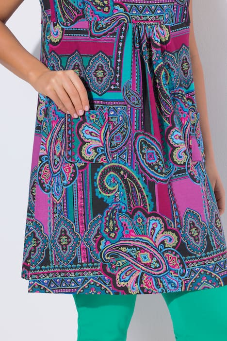 Jerseykleid, A-Linie, Rundhals, ärmellos, Taschen