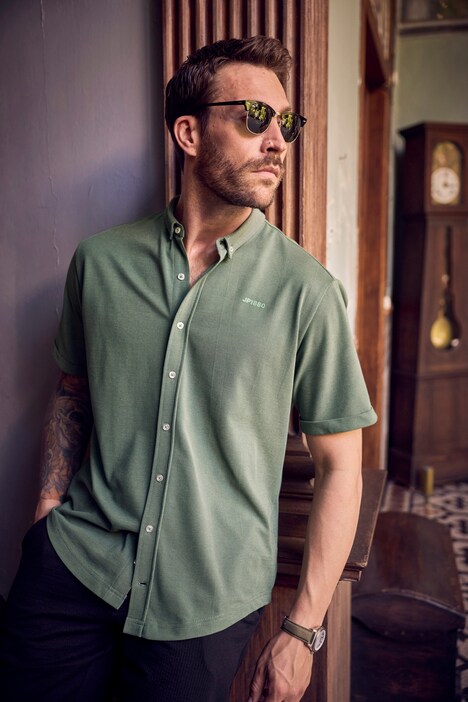 Hemd, Halbarm, extraleichter Piqué, Buttondown-Kragen, Modern Fit, bis 8 XL