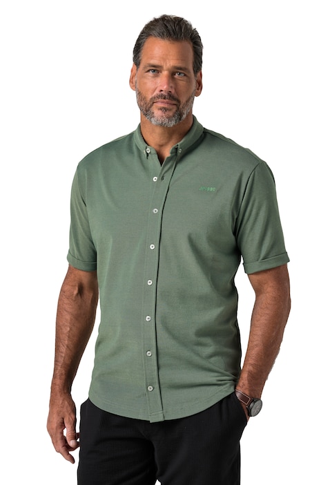 Košile, krátké rukávy, extra lehký piqué, přehnutý límeček na knoflíky, moderní střih, do velikosti 8XL