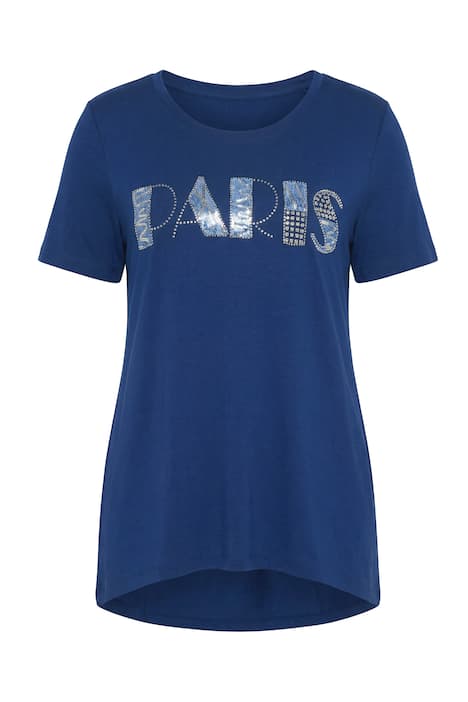 Tričko, áčkový střih, ozdobný nápis Paris, krátké rukávy