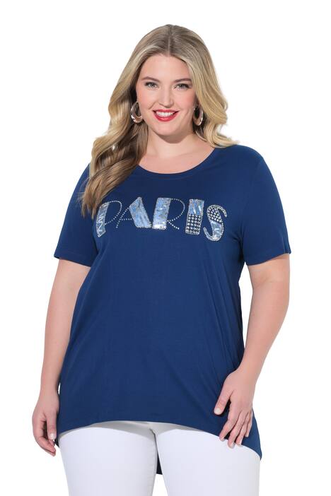 Tričko, áčkový střih, ozdobný nápis Paris, krátké rukávy