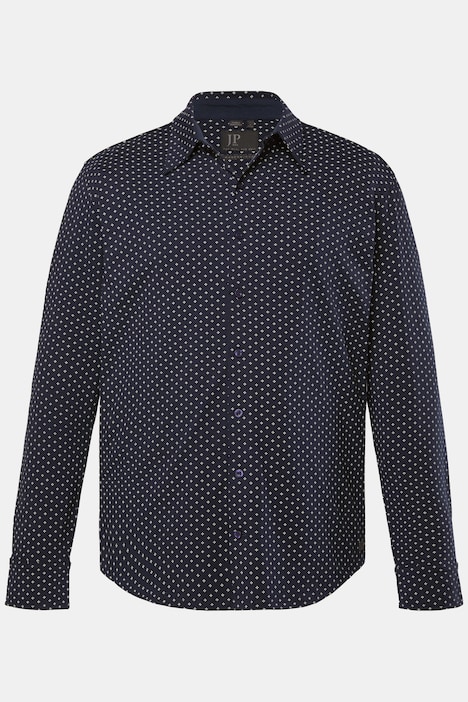 Jersey-Hemd, FLEXNAMIC®, Langarm, Minimal-Muster, Kent-Kragen, Modern Fit, bis 8 XL