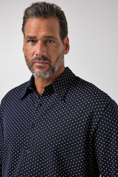Jersey-Hemd, FLEXNAMIC®, Langarm, Minimal-Muster, Kent-Kragen, Modern Fit, bis 8 XL