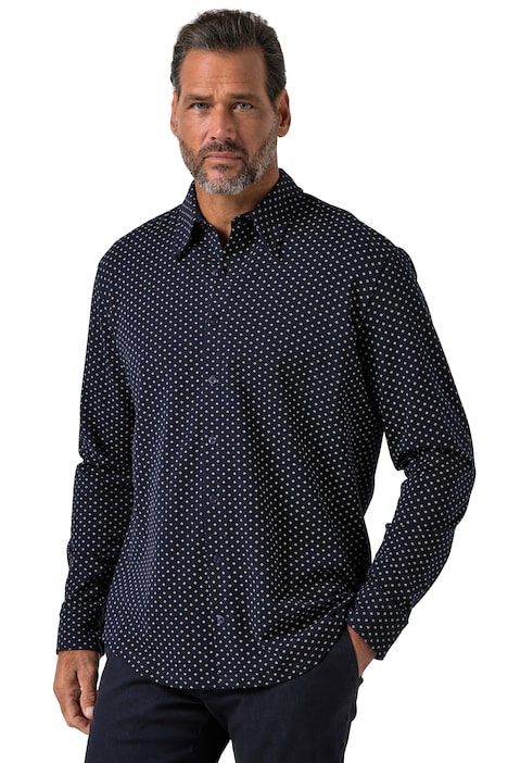 Žerzejová košile, FLEXNAMIC®, dlouhé rukávy, minimalistický vzor, límec typu kent, moderní střih, do velikosti 8XL