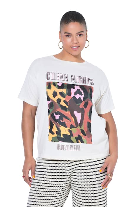 Tričko, volný střih, barevný leopardí vzor