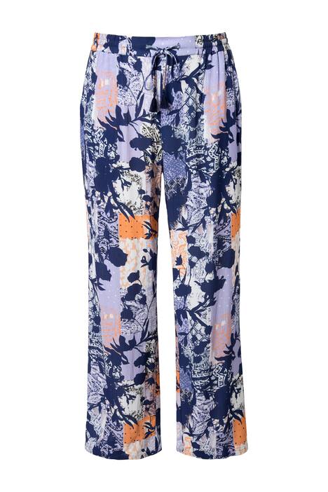 Kalhoty Rose, květinový potisk, široké nohavice, pružný pas