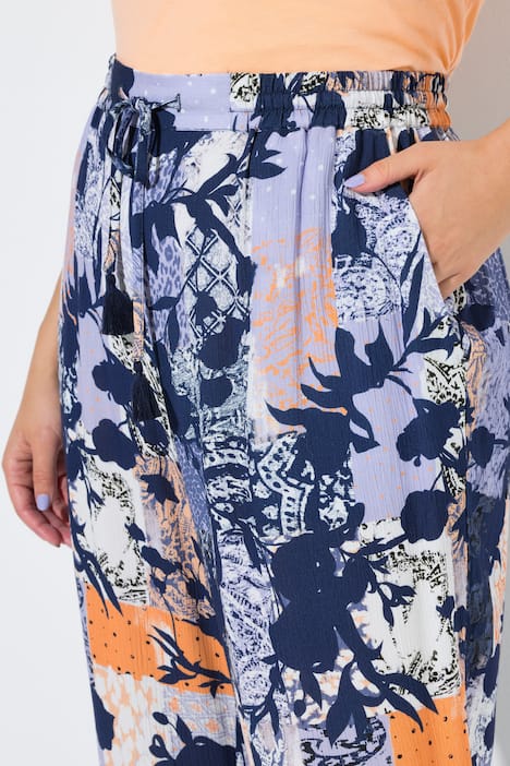 Hose Rose, floraler Druck, weites Bein, Elastikbund