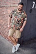 Viscose overhemd, korte mouw, Cubaanse kraag, Cuba fit, all-over print, tot 8XL