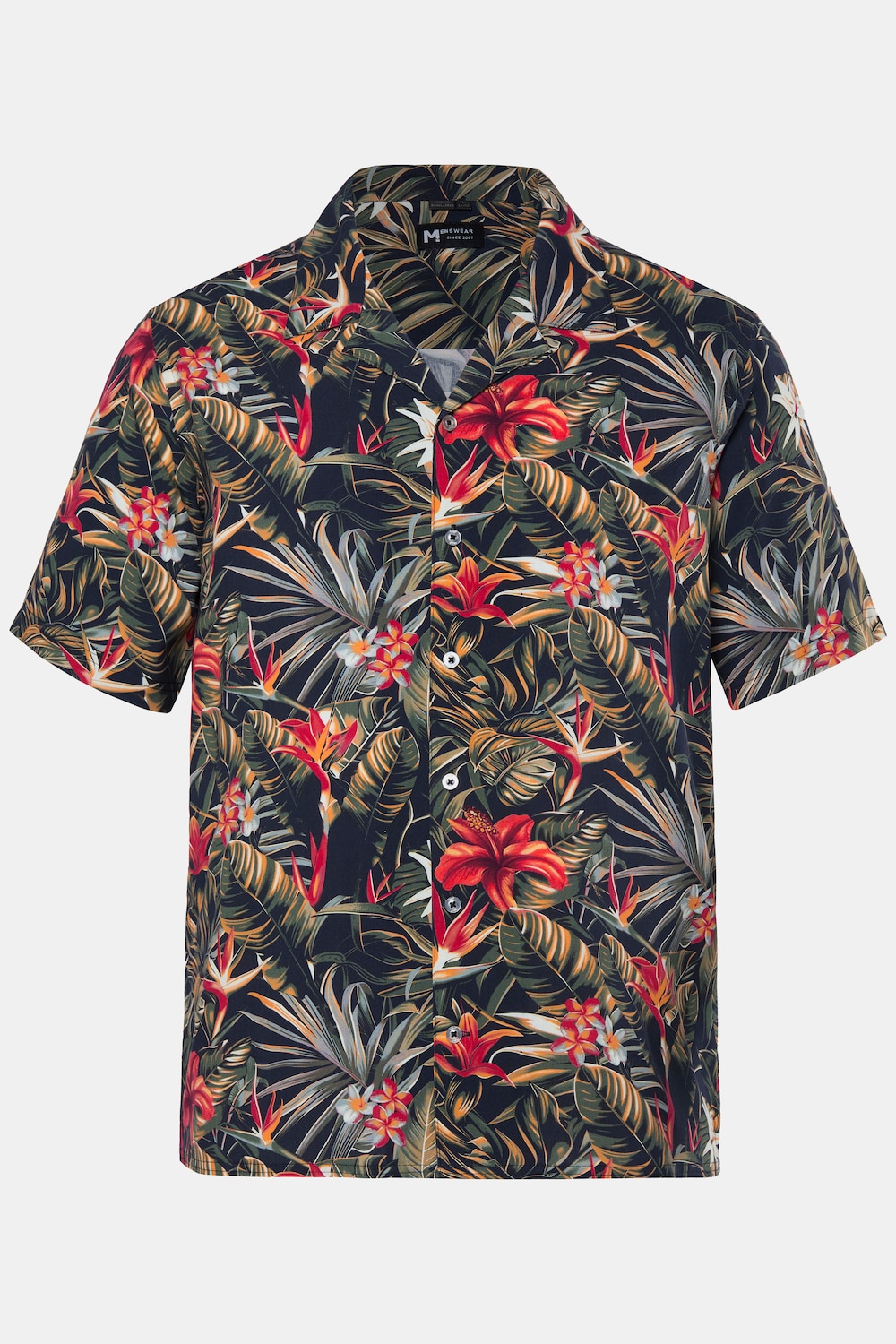 Viskose-Hemd, Halbarm, Cubakragen, Cuba Fit, Alloverprint, bis 8 XL