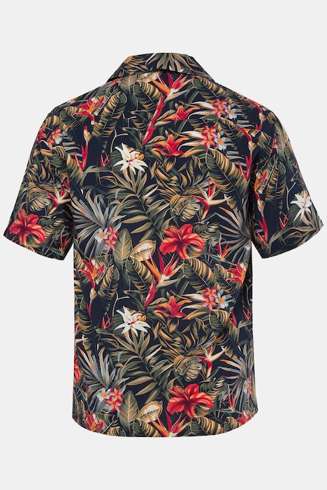 Viskose-Hemd, Halbarm, Cubakragen, Cuba Fit, Alloverprint, bis 8 XL