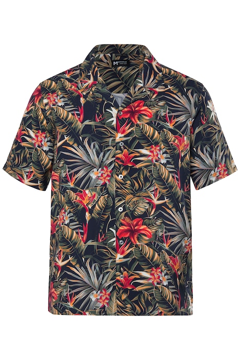 Viskózová košile, polo rukávy, Cuba límeček, střih Cuba, celoplošný potisk, do vel. 8XL