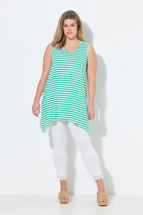 Eco Cotton Striped Pointed Hem Tunic Tank