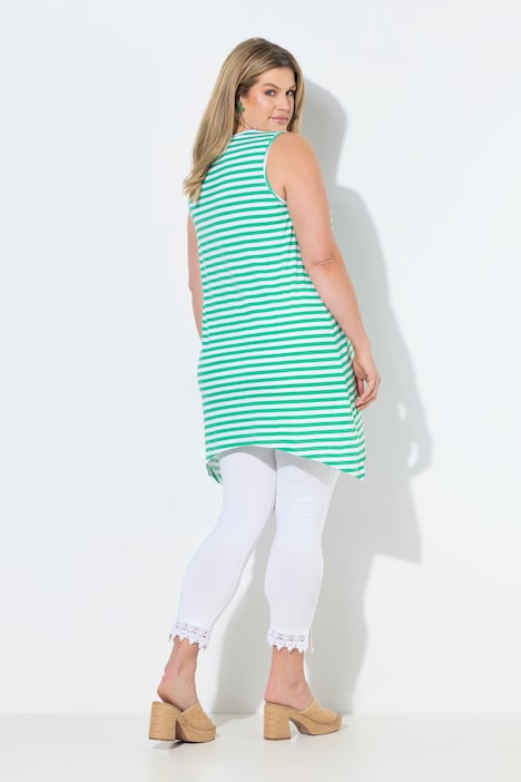 Eco Cotton Striped Pointed Hem Tunic Tank