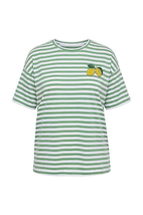 Tričko, volný střih, proužky, nášivka s motivem citronu
