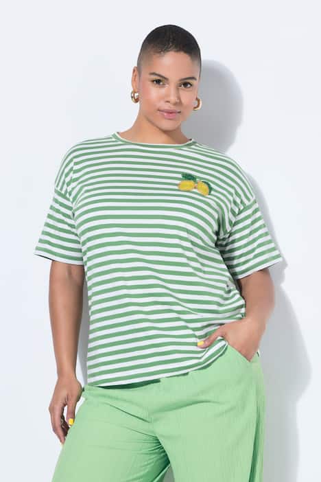 T-shirt dal taglio oversize con righe e applicazione con limoni