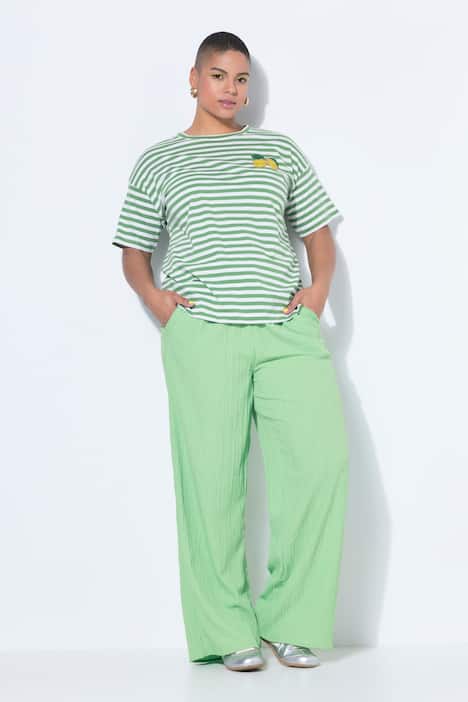 T-shirt dal taglio oversize con righe e applicazione con limoni