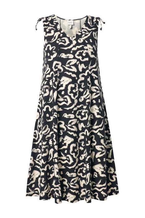 Midi šaty se vzorem, V výstřih, Bez rukávů