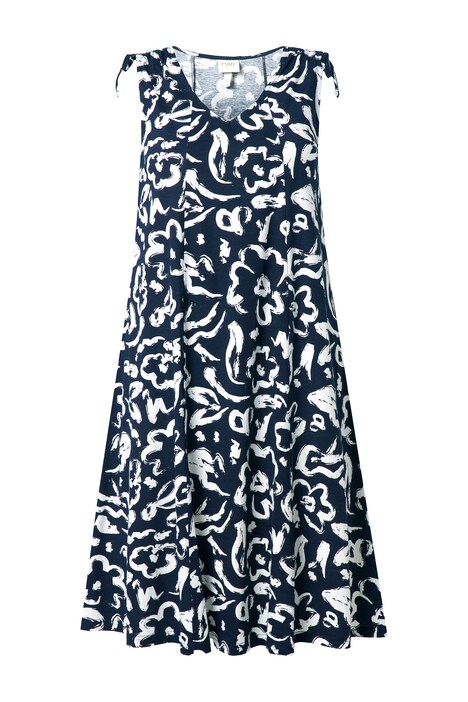 Midi šaty se vzorem, V výstřih, Bez rukávů