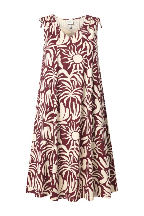 Midi šaty, tropický, V výstřih, bez rukávů, bio bavlna