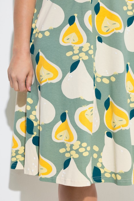 Midikleid, Birnen, V-Ausschnitt, ärmellos, Biobaumwolle