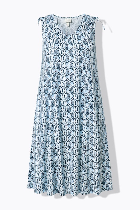 Midi-jurk, schelpen, V-hals, mouwloos, biologisch katoen