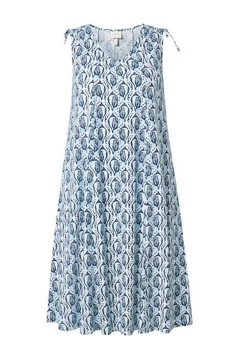 Midi šaty, vzor mušlí, V výstřih, bez rukávů, bio-bavlna