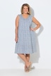 Robe midi, motif losange, coupe A, col V, sans manches