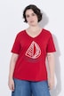 T-shirt, stampa con barchetta, classic-fit, scollo a V, maniche corte