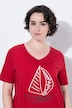 T-shirt, stampa con barchetta, classic-fit, scollo a V, maniche corte