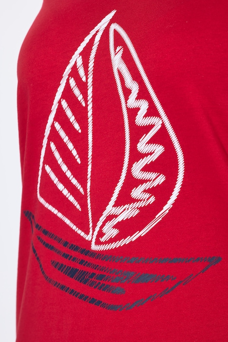 T-shirt, stampa con barchetta, classic-fit, scollo a V, maniche corte