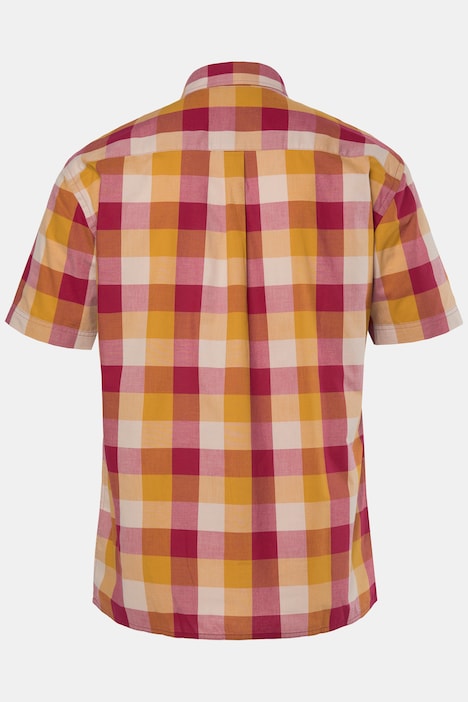 Geruit overhemd, korte mouw, kentkraag, speciale pasvorm tot 8XL, comfort fit, tot 8XL