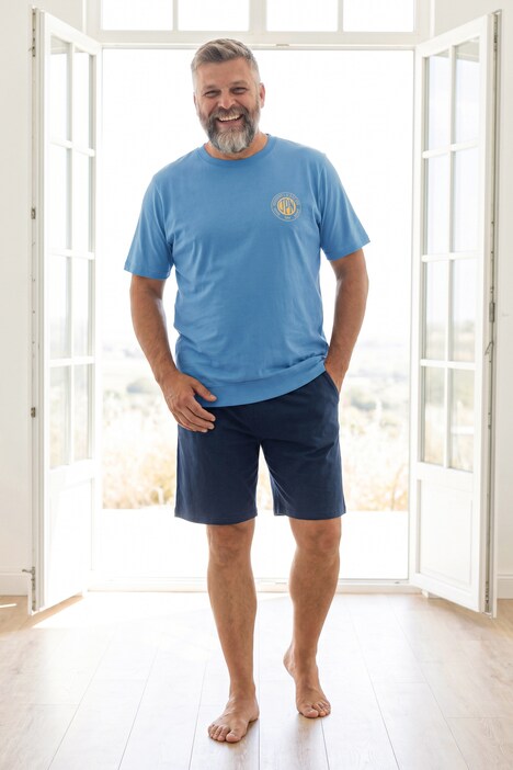 Schlafanzug Bauchfit, Zweiteiler, T-Shirt, Brustprint, Shorts, bis 8 XL