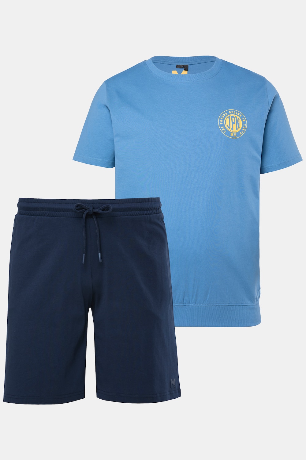 Pyjama buikfit, tweedelige set, T-shirt, borstprint, short, tot 8XL