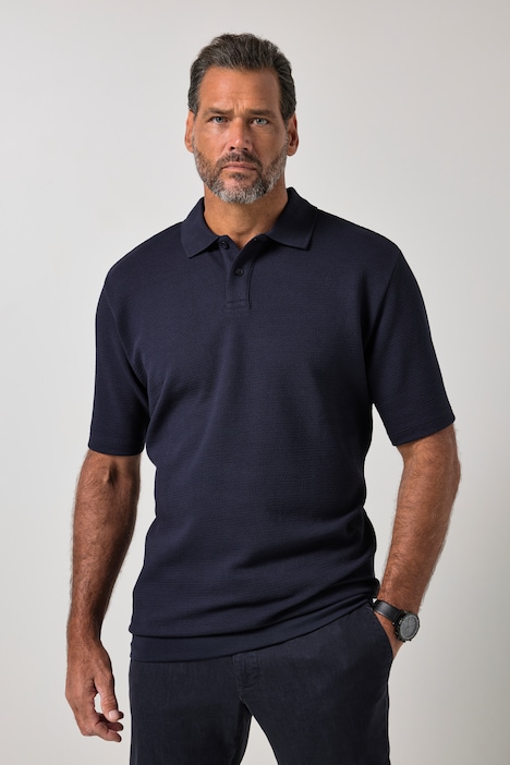 Polo shirt, short sleeve, stomach fit, business look, jacquard jersey, XXL to 8XL