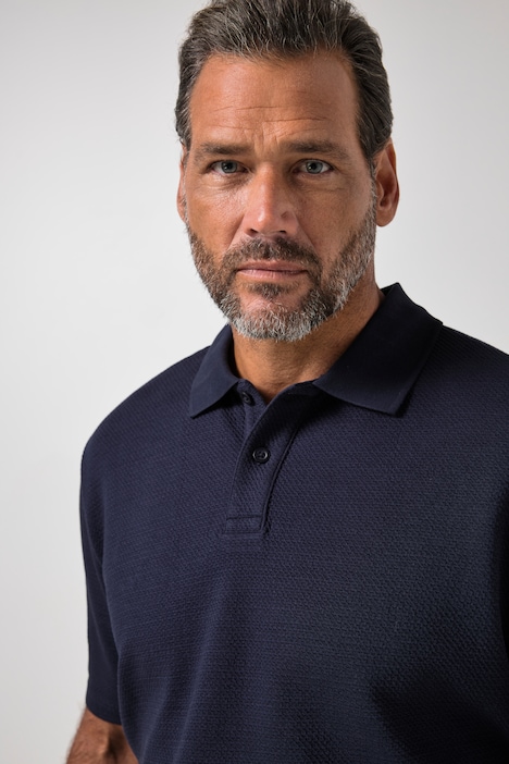 Polo shirt, short sleeve, stomach fit, business look, jacquard jersey, XXL to 8XL