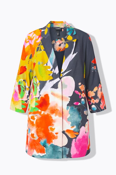 Blazer, florales Design, A-Linie, Reverskragen, Langarm