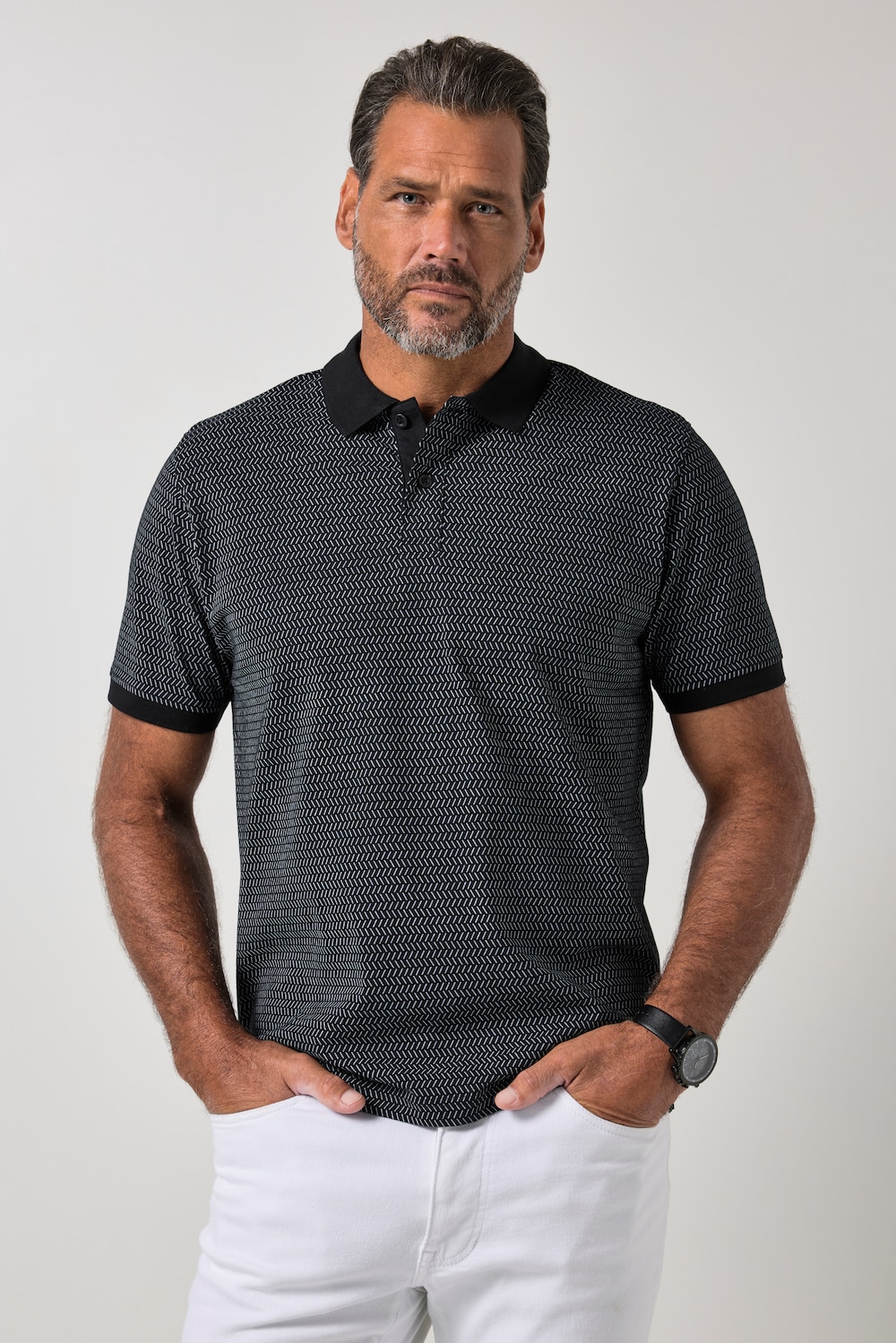 Poloshirt, Halbarm, Jersey, Minimalmuster, bis 8 XL