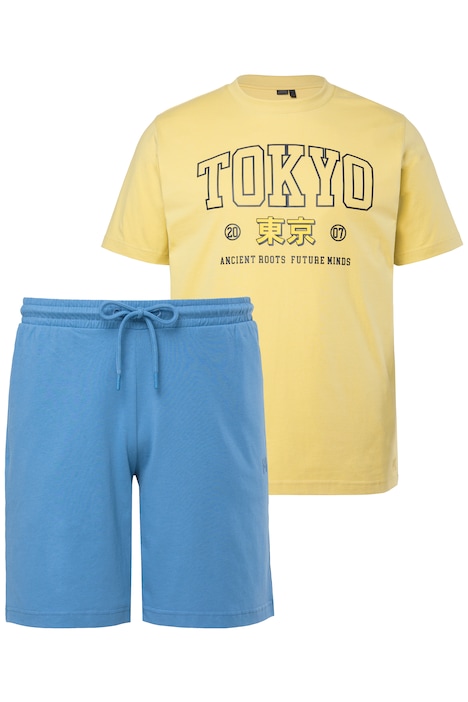 Schlafanzug, Zweiteiler, T-Shirt, Brustprint, Shorts, bis 8 XL