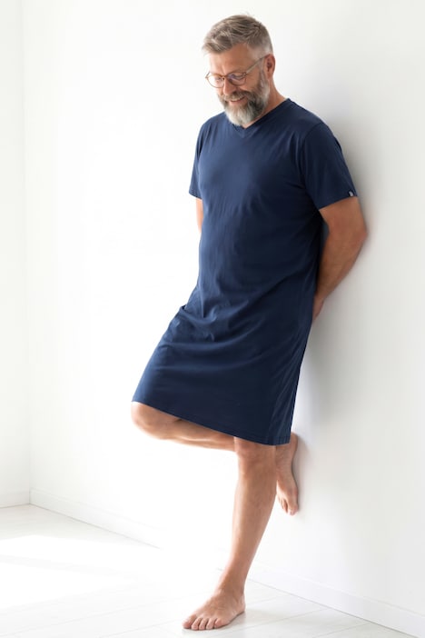 Natskjorte, korte ærmer, jersey, V-hals, op til 8 XL